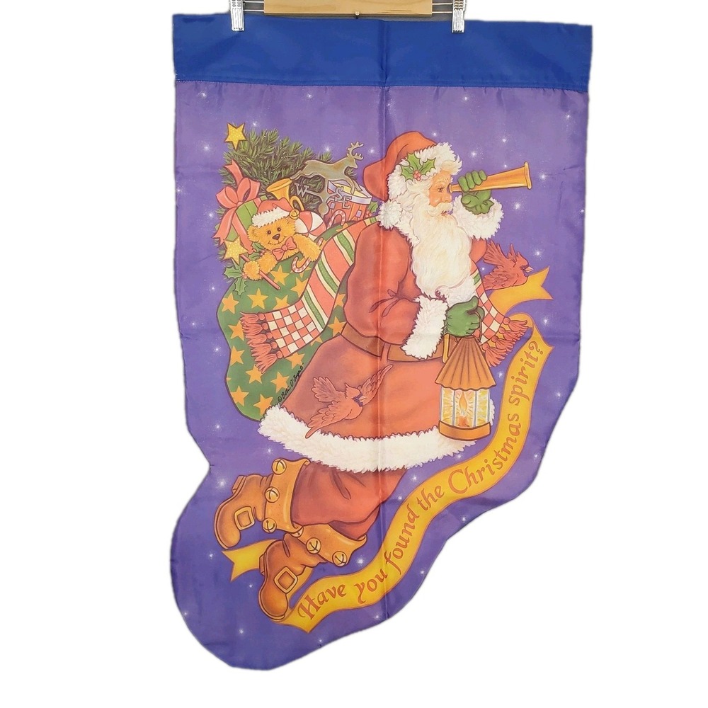 Evergreen 2001 "Have You Found The Christmas Spirit" Santa Yard Large House Flag